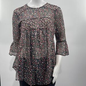 3For$20 Meaneor Blouse Bell Sleeve Long Flowy Top Basic Losse Tunic Size Small
